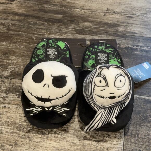 Disney‎ Nightmare Before Christmas Slippers Large 9/10 Jack Sally NWT - Picture 1 of 16